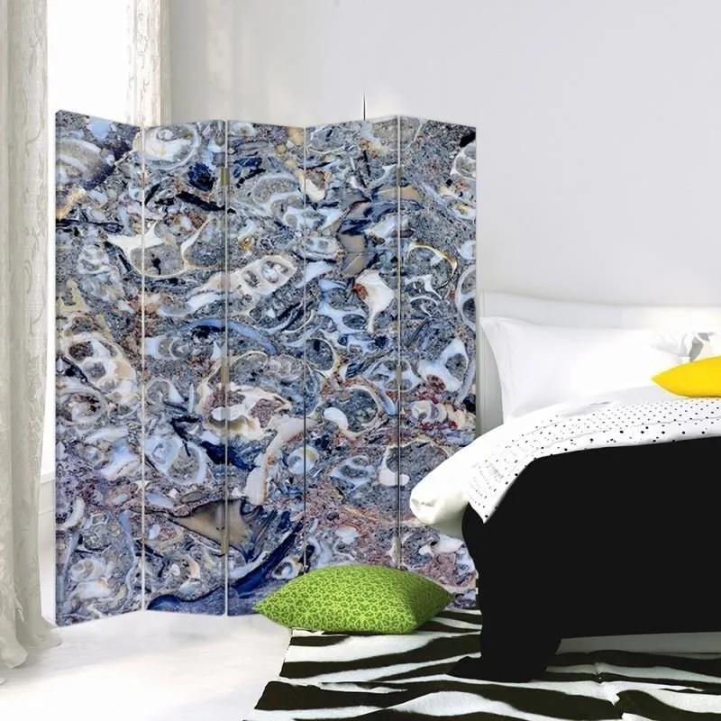Ozdobný paraván, Mramorová mozaika - 180x170 cm, päťdielny, obojstranný paraván 360°