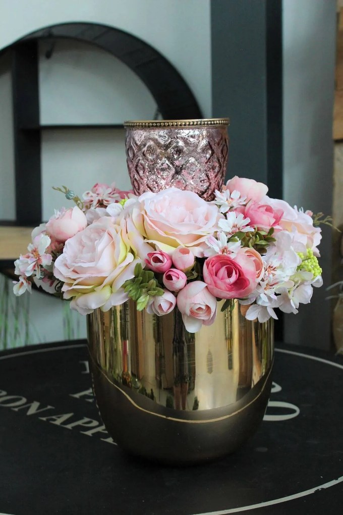 Ružovo zlatá dekorácia na stôl "Glamour" 35cm