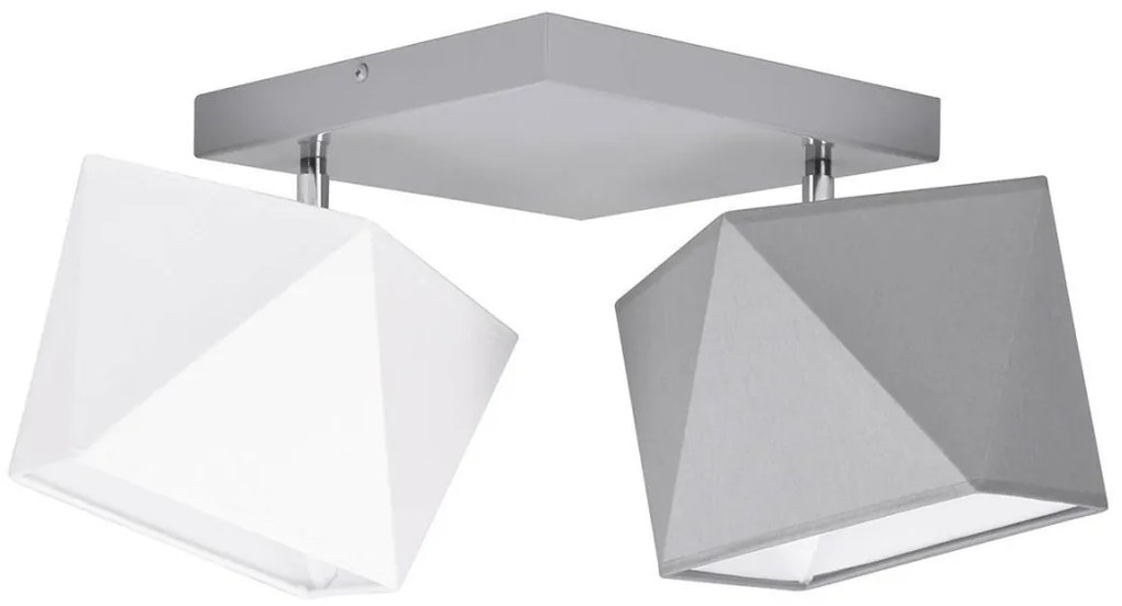 Stropné svietidlo Diamond, 2x biele textilné tienidlo, biela konštrukcia (možnosť polohovania)