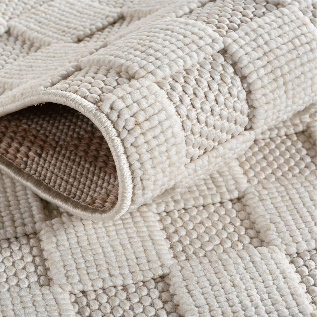 Ayyildiz 💧🛡️200x200 cm Kusový koberec Helix 2203 cream kruh + aplikovaná impregnácia, biela, chodba / predsieň