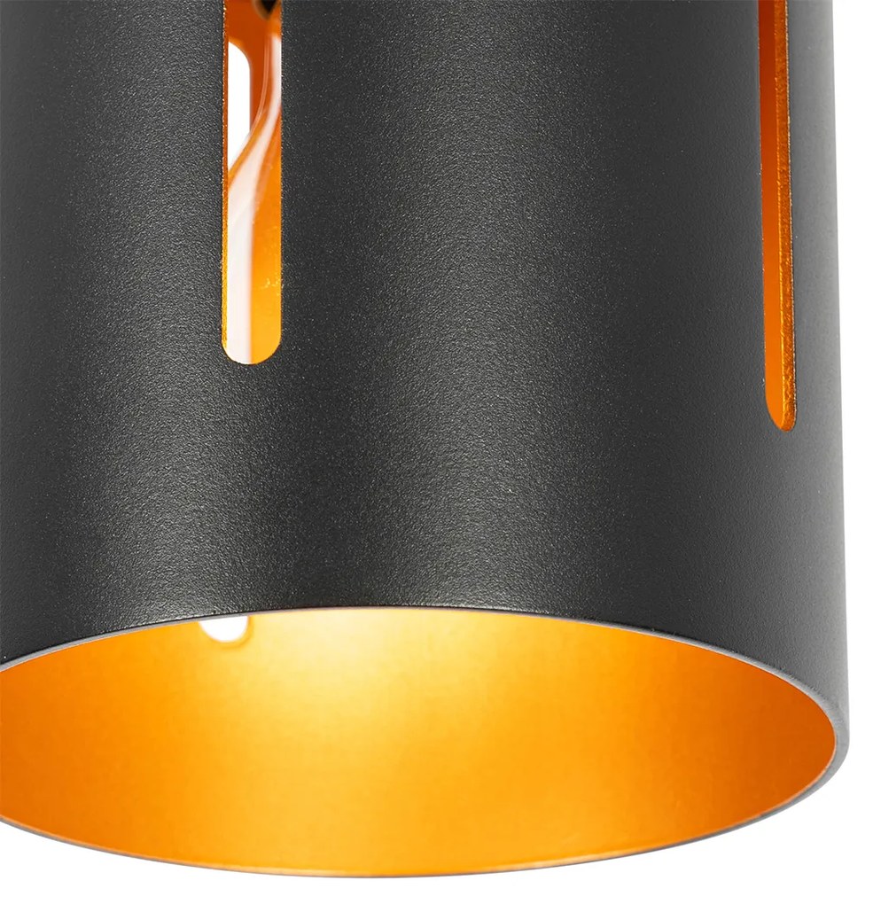 Dizajnové stropné svietidlo čierne so zlatým vnútrom - Yana