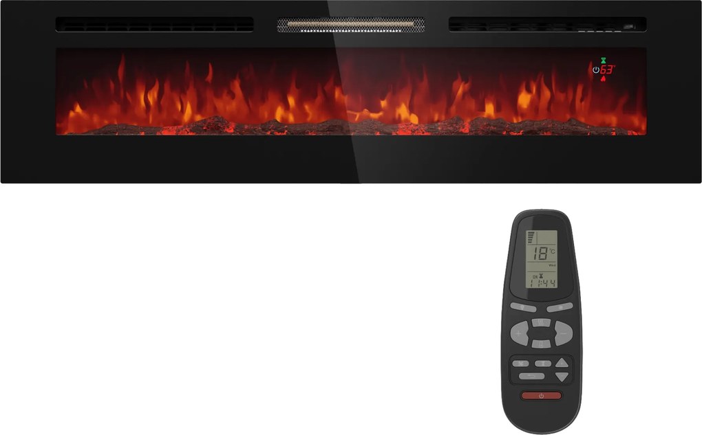 Klarstein Galeras 178, elektrický nástenný krb, 1800 W, LED