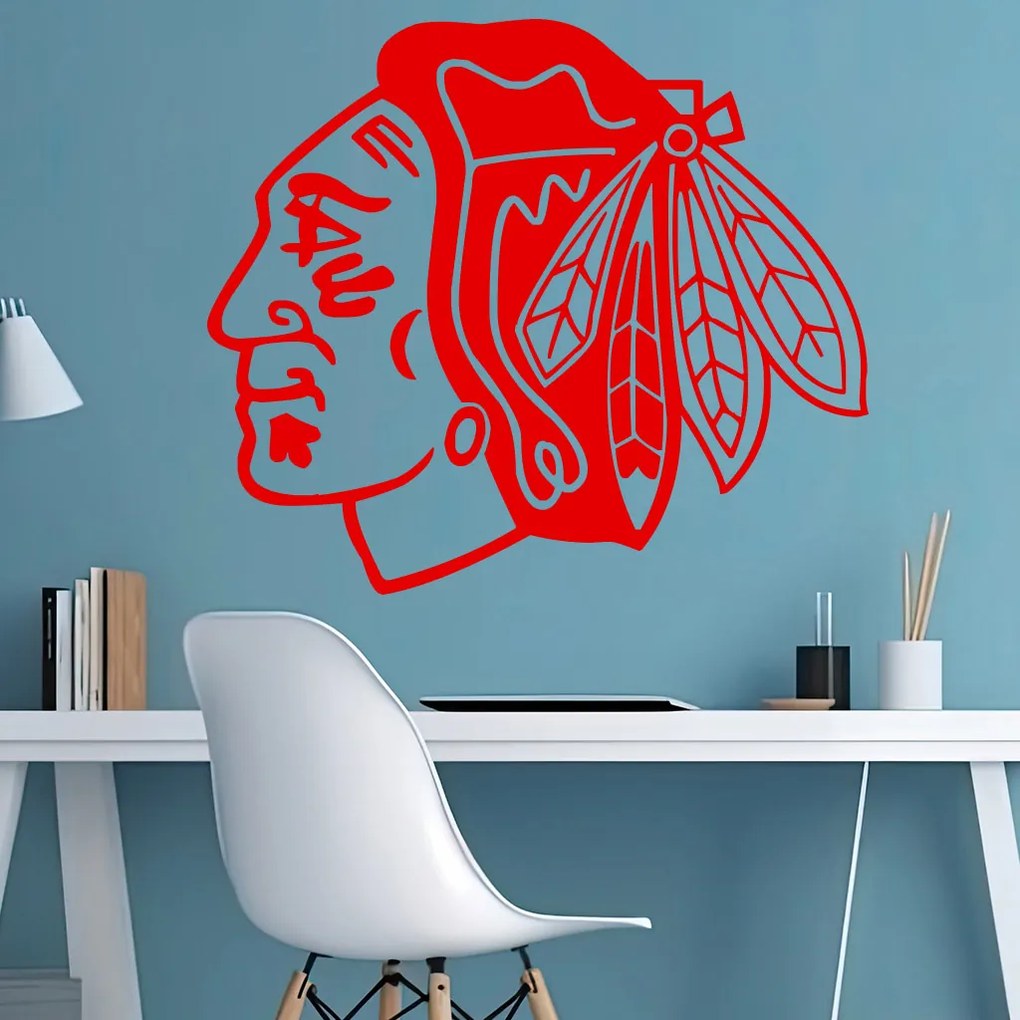 Veselá Stena Samolepka Hokejový tím Chicago Blackhawks Farba: černá, Veľkosť: 40 x 34 cm