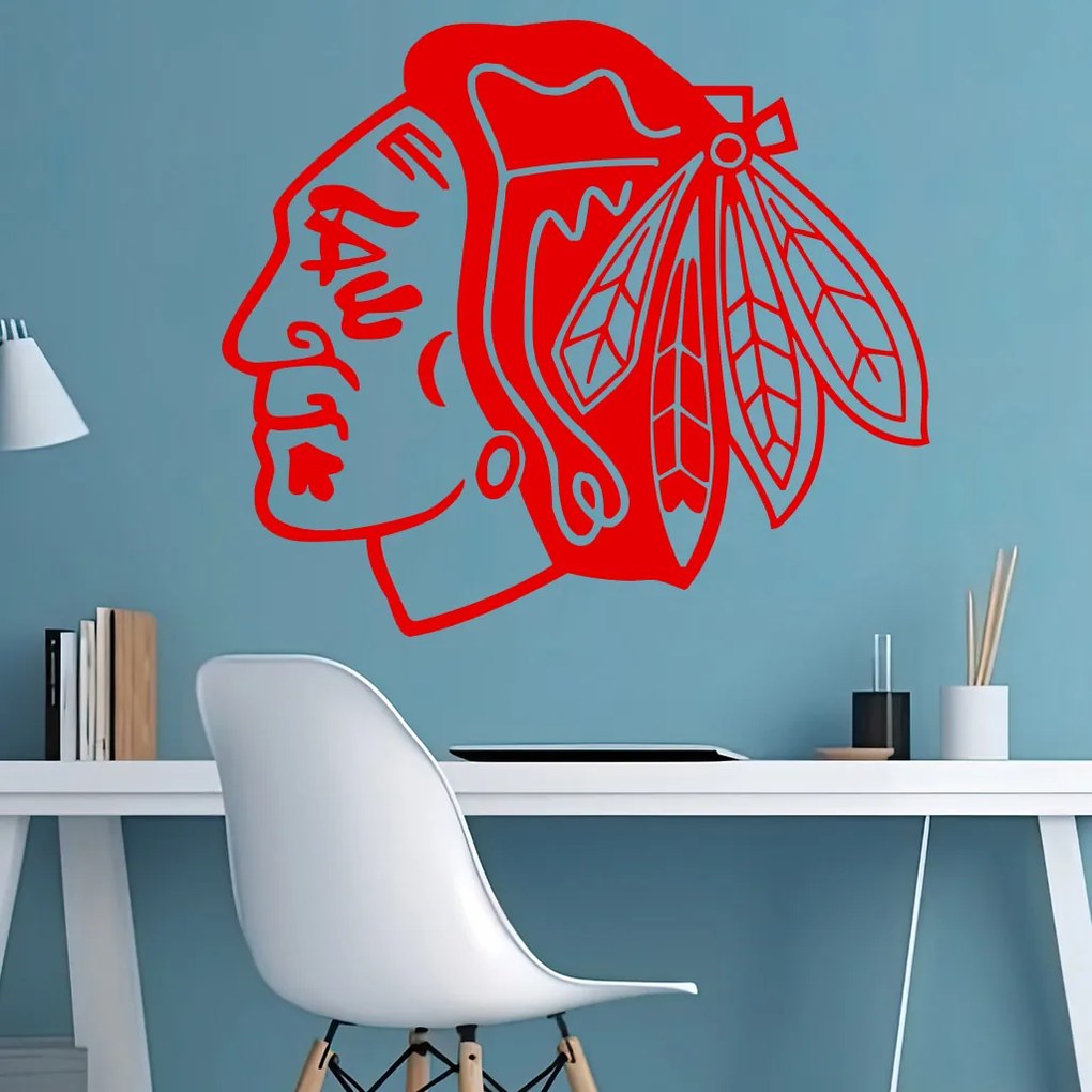 Veselá Stena Samolepka na stenu na stenu Hokejový tím Chicago Blackhawks Farba: černá