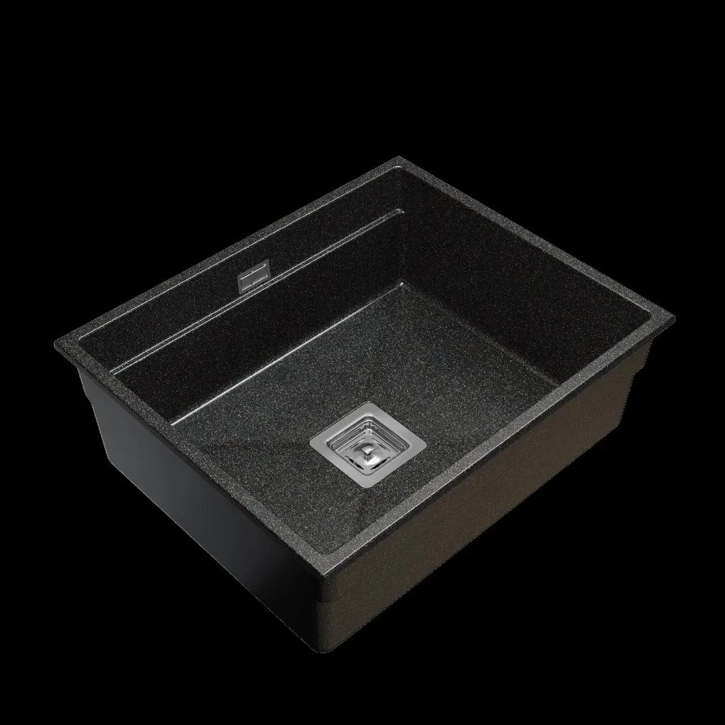 Gamma Decor 6050, 1-komorový granitový drez 600x500x220 mm, čierna so zlatými bodmi, GMA-ZLE000112
