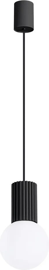 Čierne závesné svietidlo so skleneným tienidlom ø 12 cm Orbital – Sollux