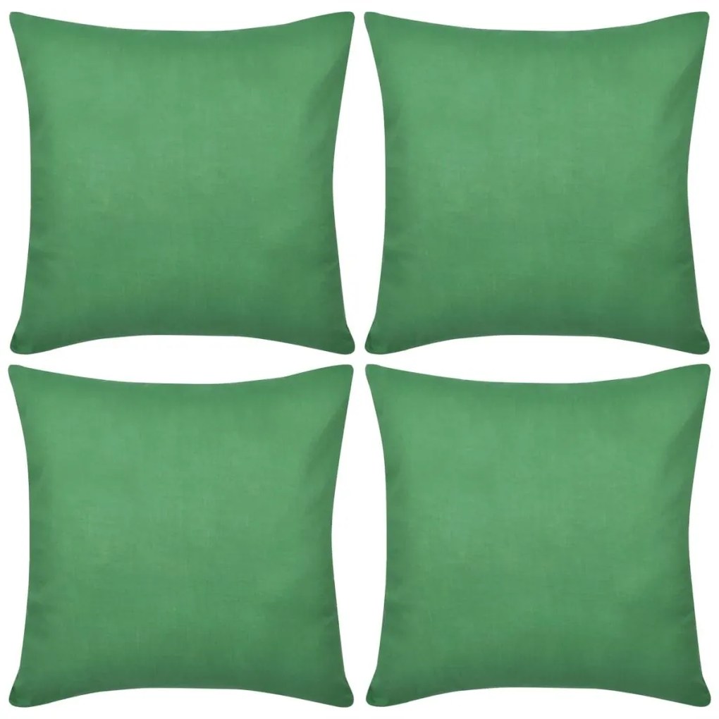 vidaXL Návliečky na vankúše, bavlna, 4 ks, zelená, 40 x 40 cm