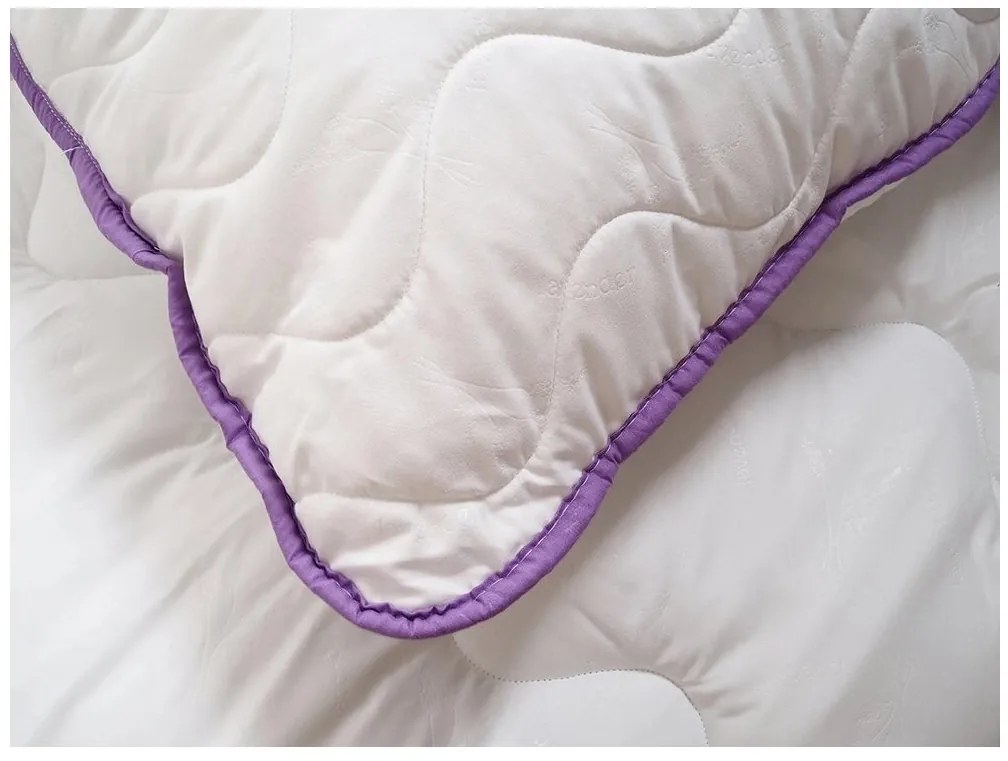 Celoročný paplón prešívaný 140x200 cm s vankúšom STELLA LEVANDUĽA 70x90 cm, biely