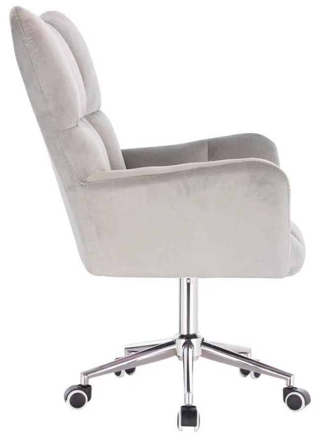 LuxuryForm DESIGN Otočné kreslo AURORA VELUR na striebornej podstave s kolieskami - svetlosivé