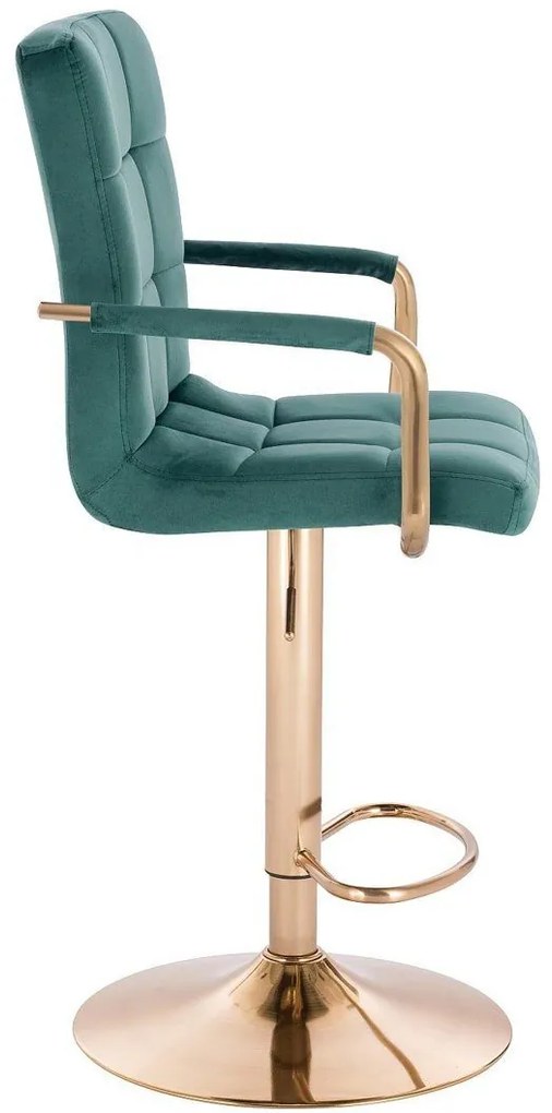LuxuryForm DESIGN Barová stolička VERONA GOLD VELUR na zlatom tanieri - zelená