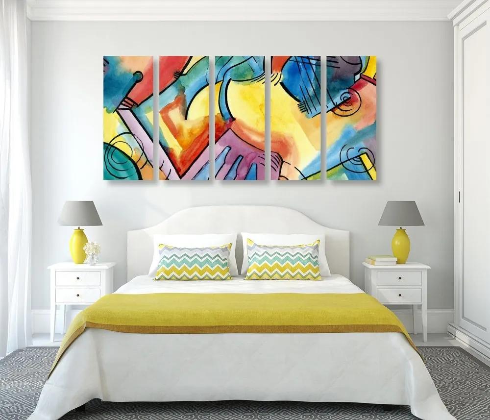 5-dielny obraz pestrofarebné abstraktné umenie - 200x100