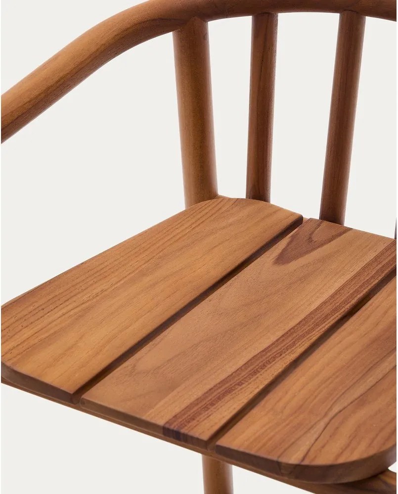 Drevená záhradná barová stolička v prírodnej farbe Turqueta – Kave Home