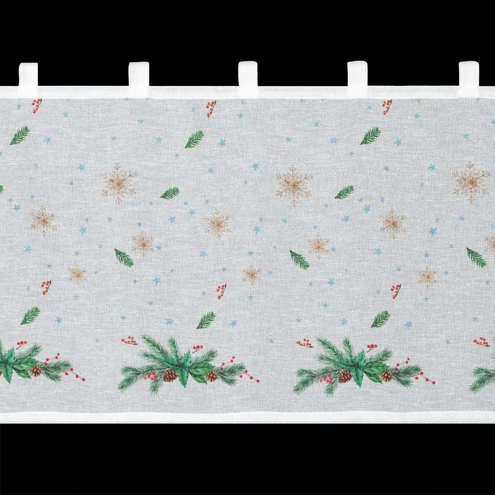 KRÁTKA VIANOČNÁ ZÁCLONA NA PÚTKACH XMAS1 60X150 CM VZOROVANÁ