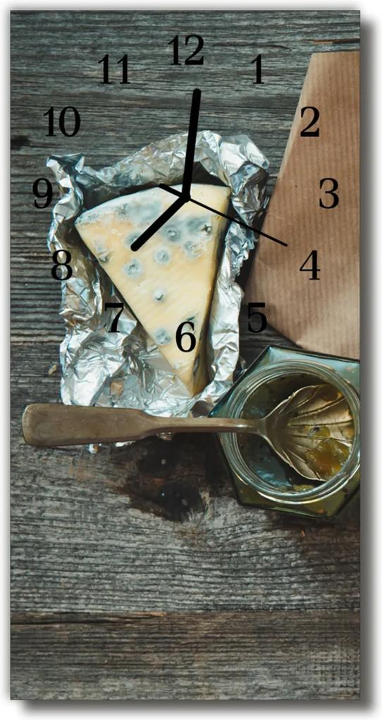 Nástenné hodiny vertikálne  Kuchyňa. šedý syr
