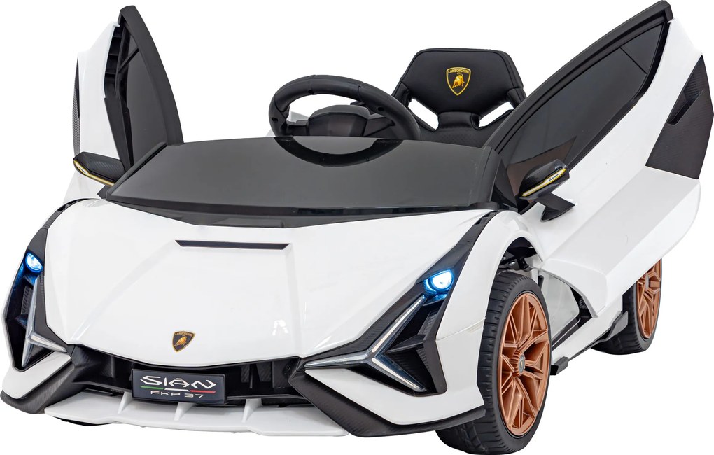 Ramiz Lamborghini SIAN Batéria pre deti biela + diaľkové ovládanie + EVA + pomalý štart + zvuková LED dióda