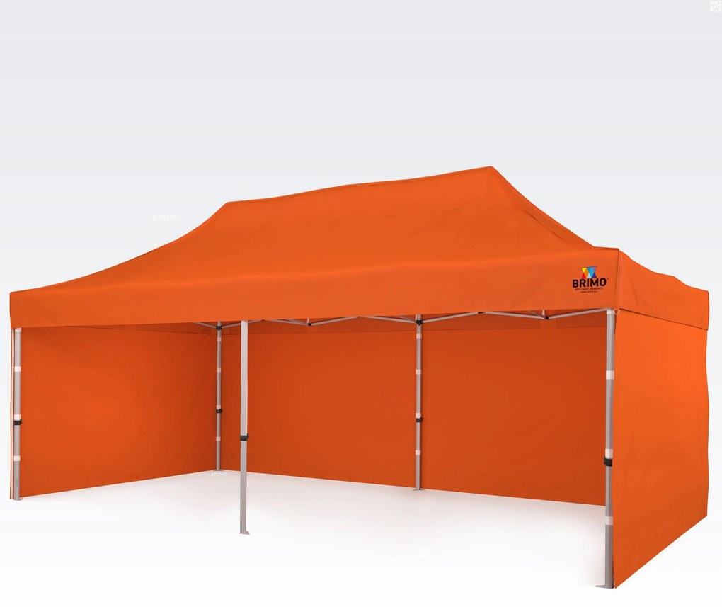 BRIMO Nožnicový párty stan EXCLUSIVE ALU 3x6 m s 3 stenami oranžový