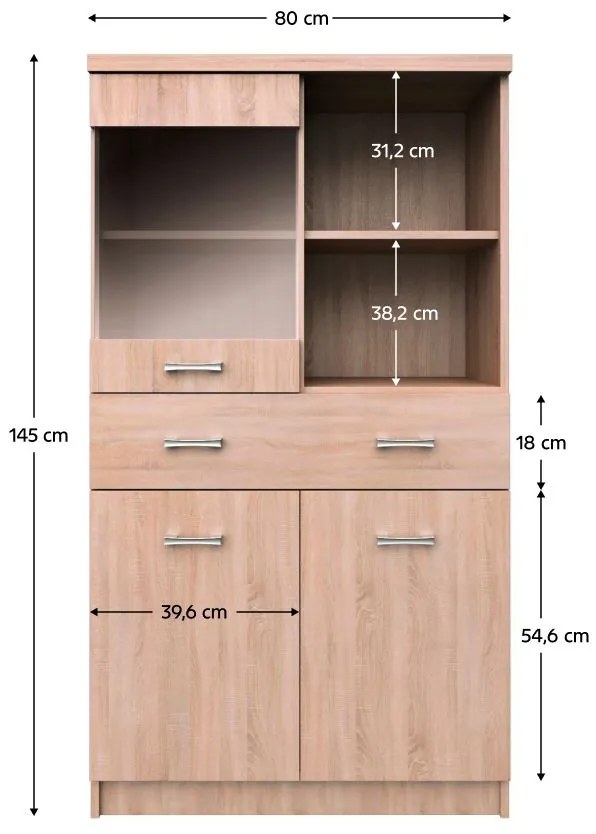 Vitrína Topta Typ 34 2D1W1S80 (dub sonoma). Vlastná spoľahlivá doprava až k Vám domov. 1075493