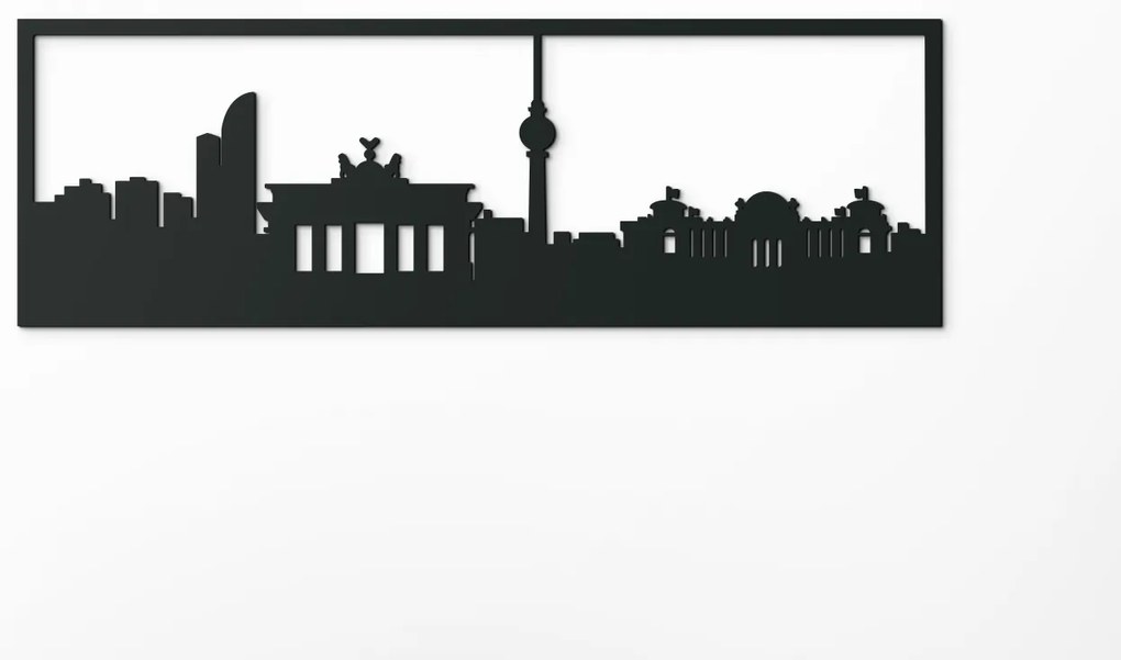 drevko Obraz Berlín panoráma Rozmer obrazu: 29,5 x 89 cm, Farba dekorácie: Čierna