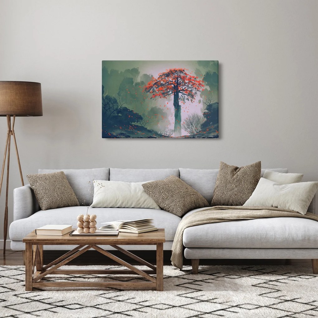 Obraz osamoteného červeného stromu (90x60 cm)