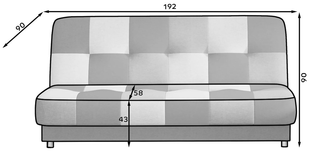 Rozkládací pohovka CAYO 192 cm Soro 100/Soro 93/Soro 83/Soro 40 černo-žlutá