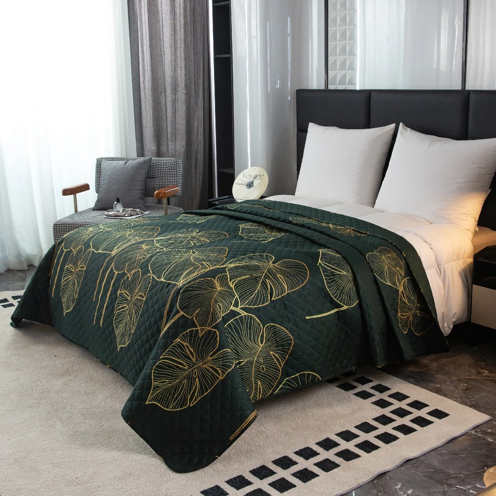 Prehoz na posteľ VENECIA tmavozelený Rozmer: 170 x 210 cm