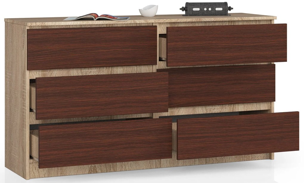 Komoda Keanu  (dub sonoma + wenge). Akcia -16%. Vlastná spoľahlivá doprava až k Vám domov. 1069396