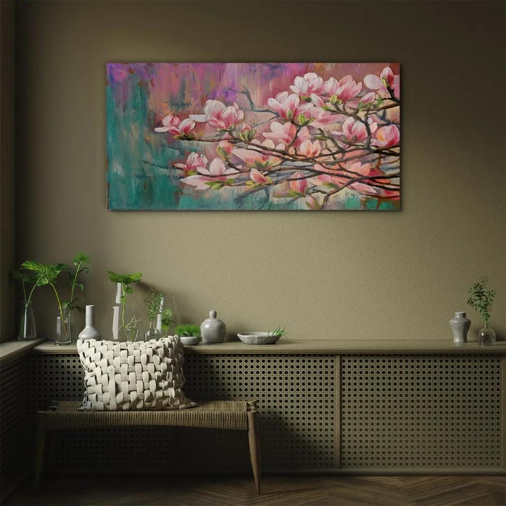 Obraz na skle Maľovanie kvetín vetvy