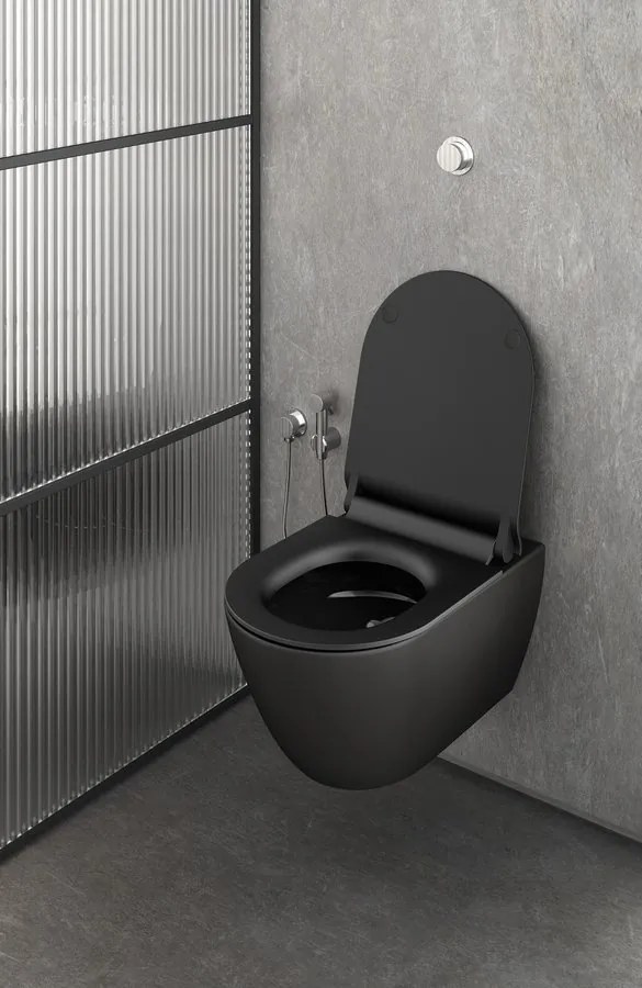 GSI GSI, PURA závesná WC misa, Swirlflush, 55x36 cm, čierna dual-mat, 881526
