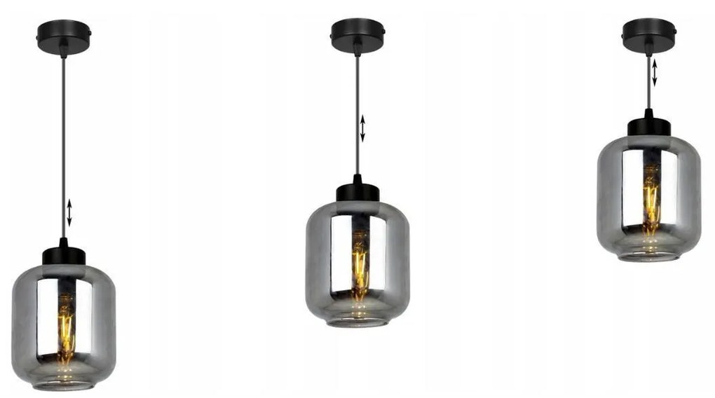 Závesné svietidlo NOVALJA, 1x grafitové sklenené tienidlo