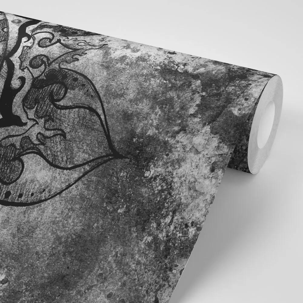 Samolepiaca tapeta čiernobiela Mandala - 150x100