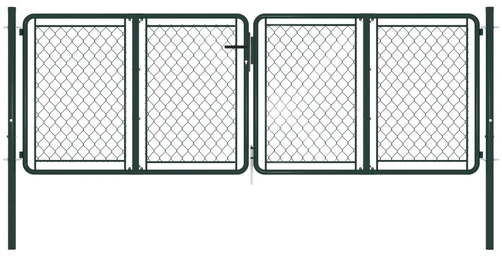 vidaXL Záhradná brána, oceľ 300x75 cm, zelená
