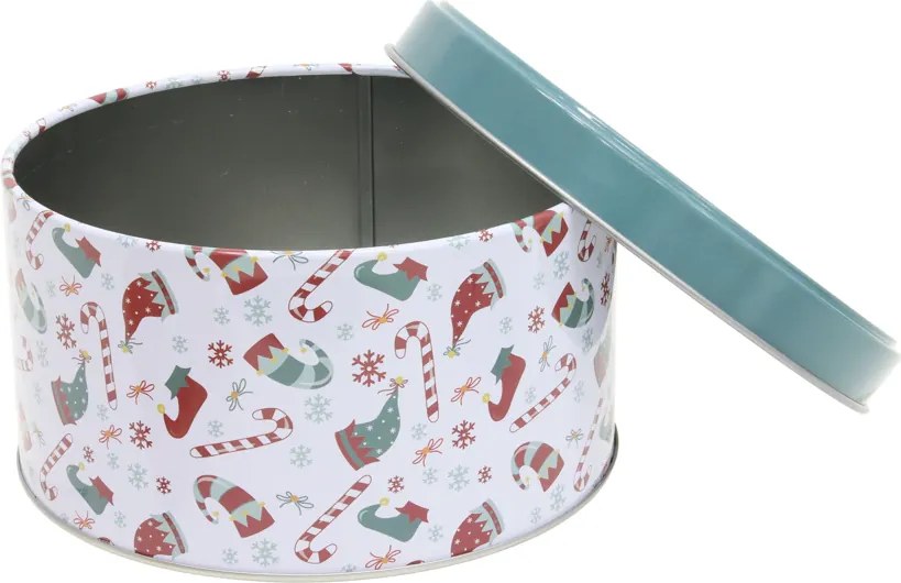 VERK GROUP Sada 3 ks plechových vianočných guľatých boxov X-MASS