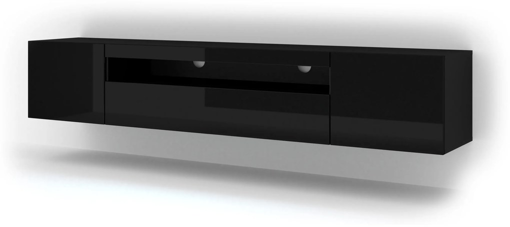 TV stolík/skrinka Aurora 200 (čierny lesk) (LED). Akcia -20%. Vlastná spoľahlivá doprava až k Vám domov. 1057712