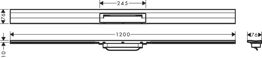 Hansgrohe RainDrain Flex, vrchná sada sprchového žľabu 1200, skracovateľný, pre inštaláciu ku stene, kartáčovaná nerezová oceľ, HAN-56054800