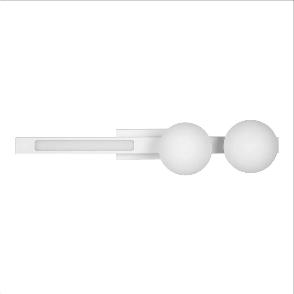 Nástenné svietidlo Magnet2, 2x biele sklenené tienidlo + 1x LED 13W, w