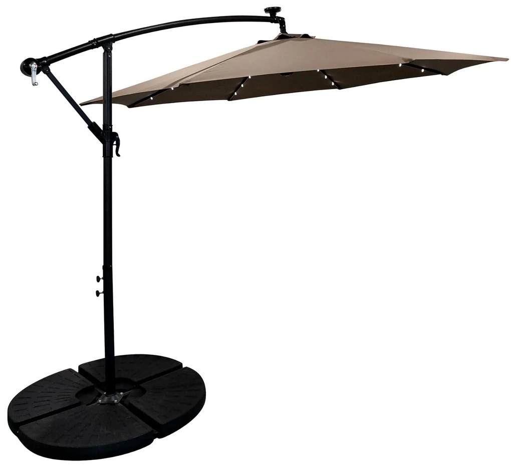 Záhradný slnečník Houseland Mavex s LED osvetlením 300 cm tmavohnedý