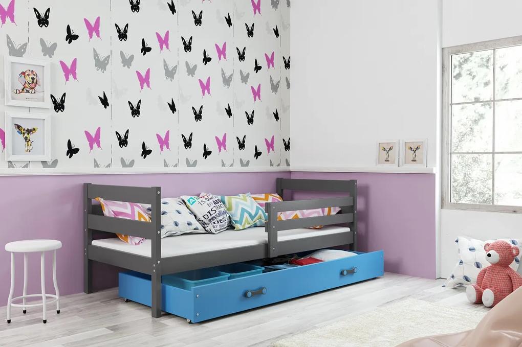 BMS Detská jednolôžková posteľ ERYK | sivá Farba: Sivá / Modrá