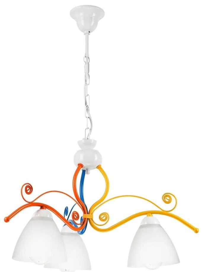 Luster na reťazi RETRO 3xE27/60W/230V biela/pestrofarebná