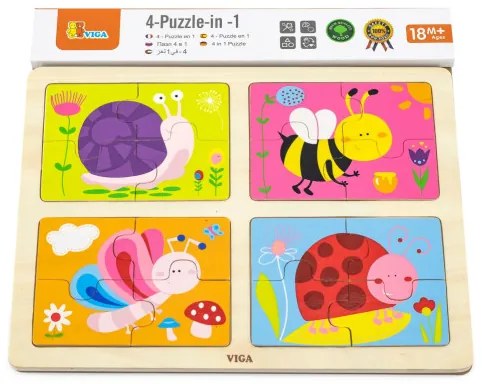 Puzzle na podstavci 4v1 Viga 50189 hmyz