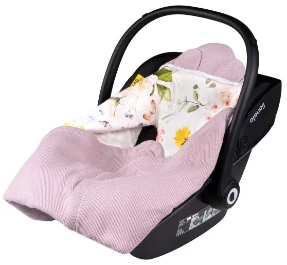 Lionelo - Zavinovačka pre autosedačku TRAVEL SWADDLE 90x90 cm Ružové kvety