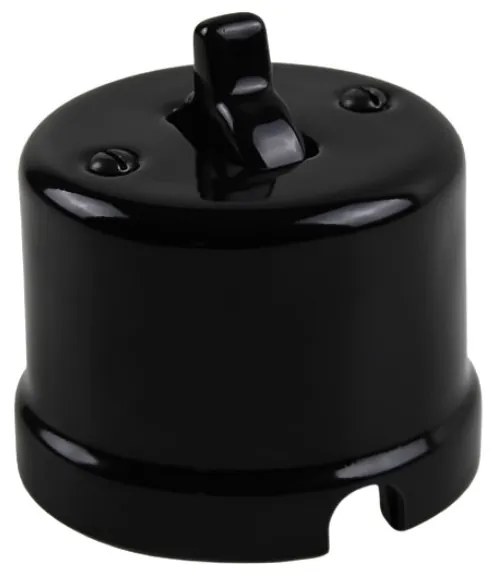 Elhard Nástenný keramický vypínač s páčkou č.6, čierny KN1206B