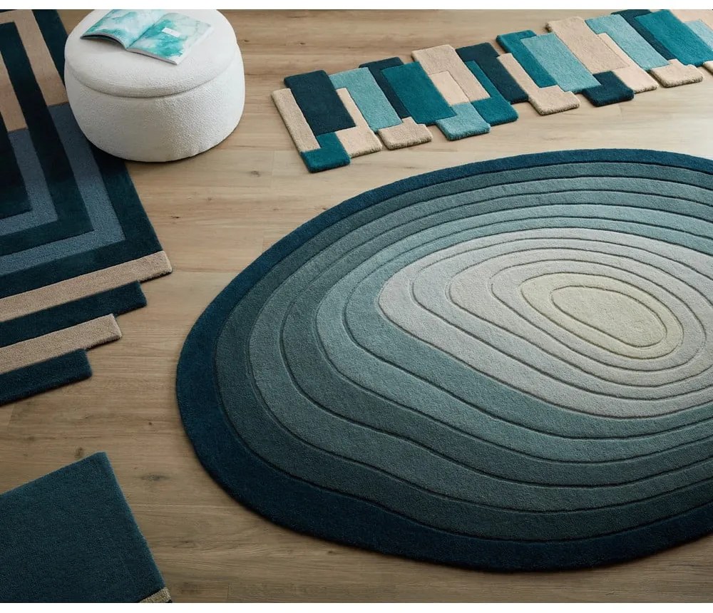 Modrý vlnený koberec 200x290 cm Puddle Ombre Wool – Flair Rugs