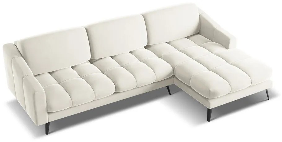 Krémovobiela zamatová rohová pohovka (pravý roh) Nalu – Makamii