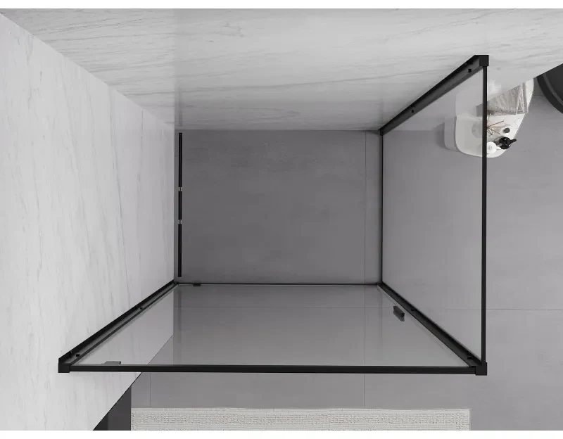 Mexen Exo, sprchovací kút s krídlovými dverami 100 x 90 cm, 6mm číre sklo, čierny profil, 8181-100-090-70-00