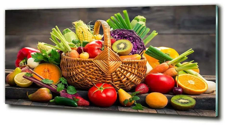 Foto-obraz fotografie na skle Kôš zeleniny ovocia cz-obglass-125x50-113708770