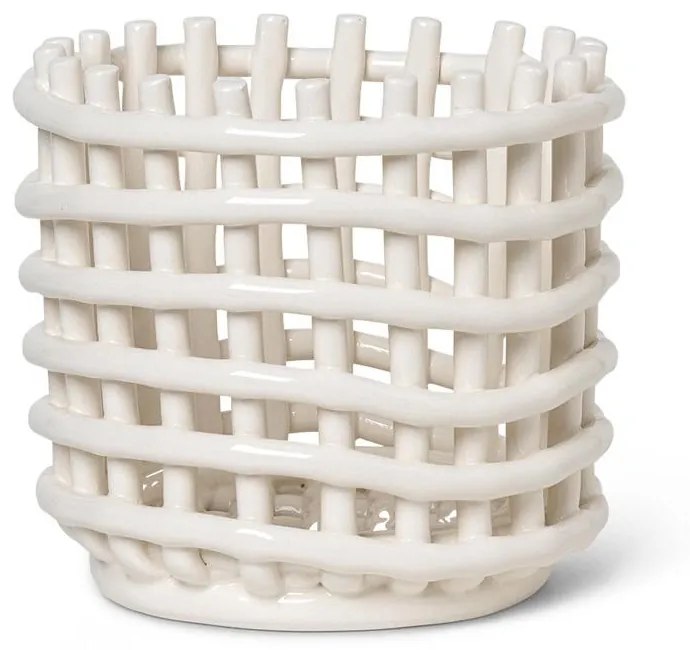 ferm LIVING Keramický kôš Off White Small