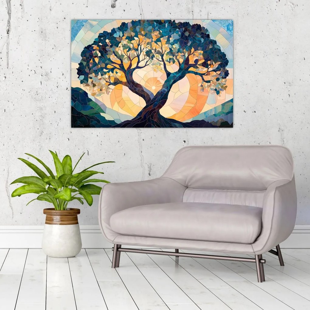 Obraz – Mozaika – slnko a strom II. (90x60 cm)