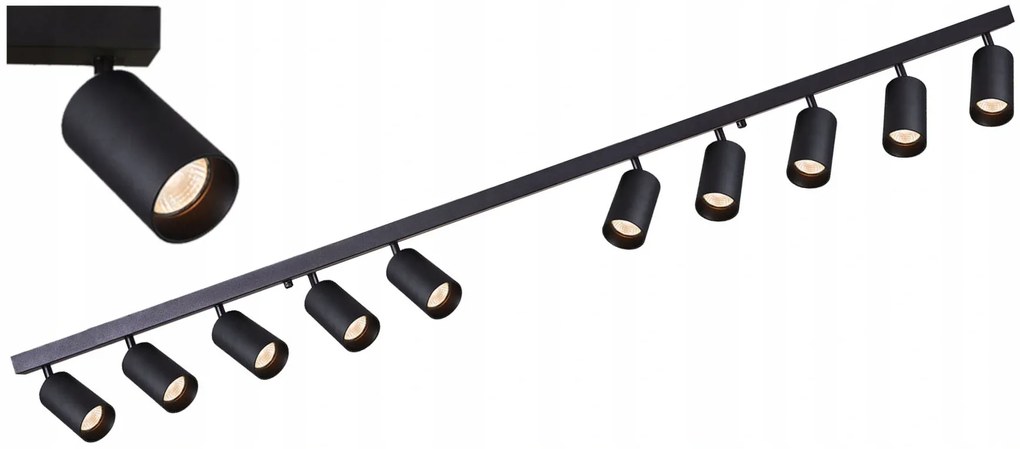 BERGE Koľajnicová lampa GU10 VIKI-L 10 - čierna