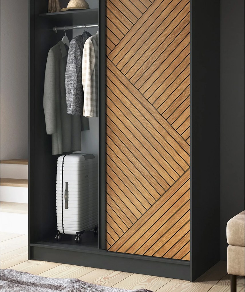 Šatní skříň Marrphy 120 cm dub Caramel/černá