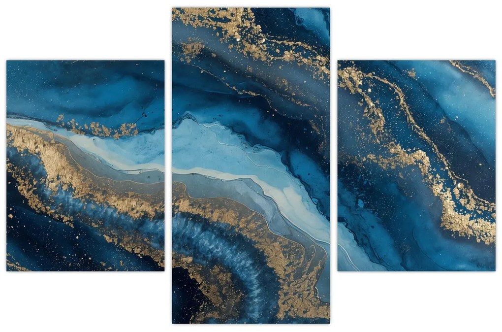 Obraz - Modrá mramorová abstrakcia (90x60 cm)